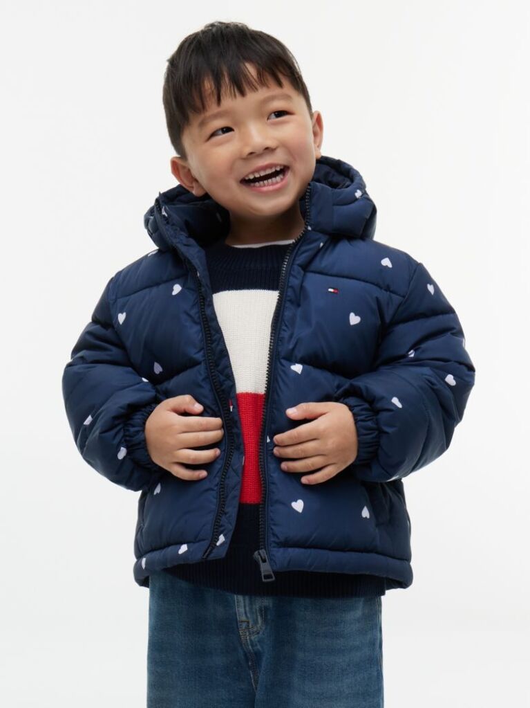 Blue Colour-Blocked Ripstop Hooded Puffer Jacket  Kids Unisex
