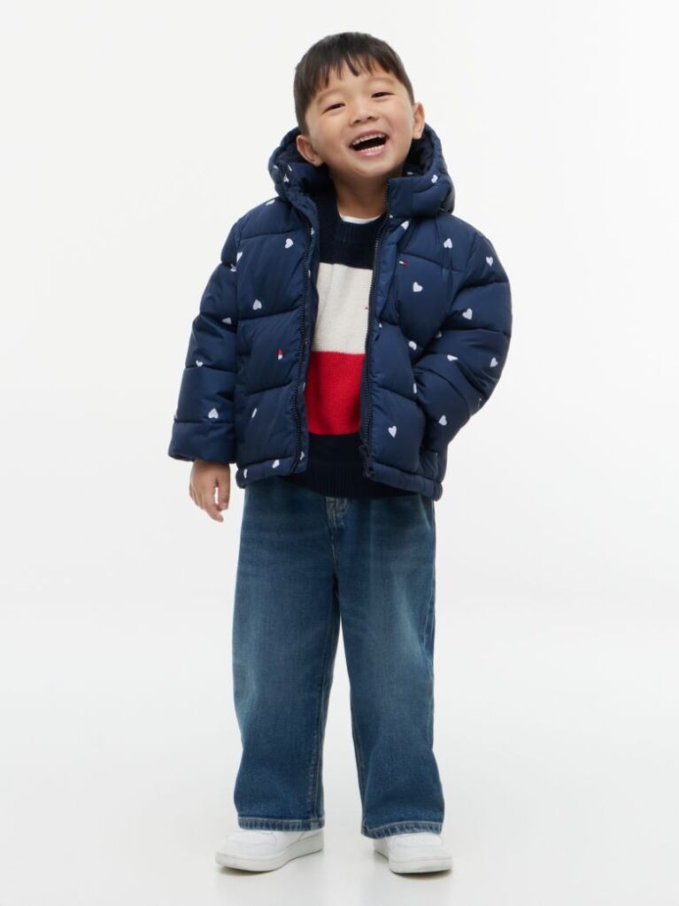 Blue Colour-Blocked Ripstop Hooded Puffer Jacket  Kids Unisex