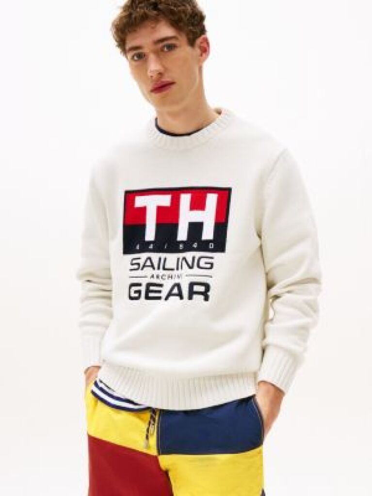 Bej Pulover Hilfiger Sailing Rib-Knit Intarsia Logo  Unisex