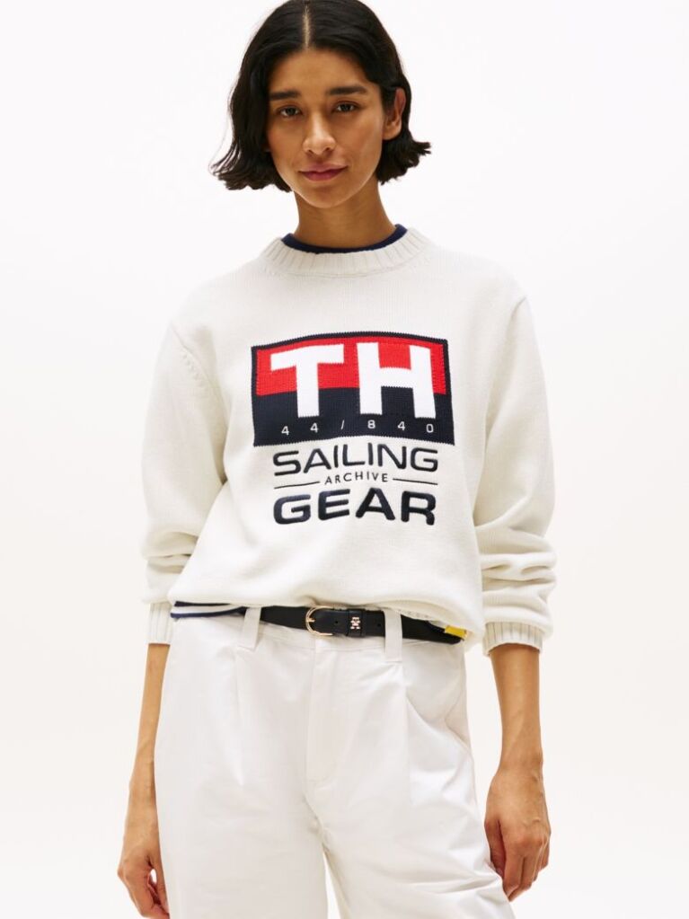 Bej Pulover Hilfiger Sailing Rib-Knit Intarsia Logo  Unisex