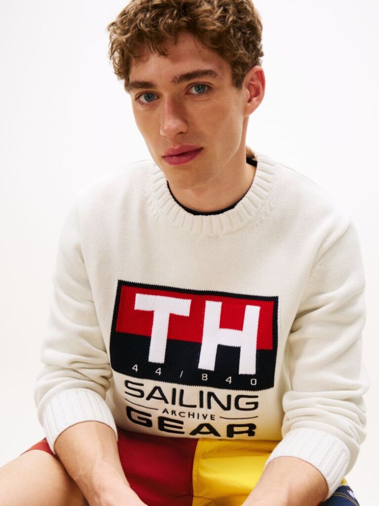 Bej Pulover Hilfiger Sailing Rib-Knit Intarsia Logo  Unisex