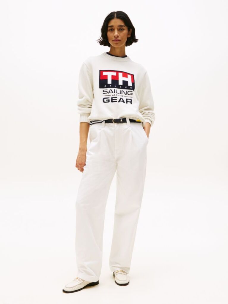 Bej Pulover Hilfiger Sailing Rib-Knit Intarsia Logo  Unisex