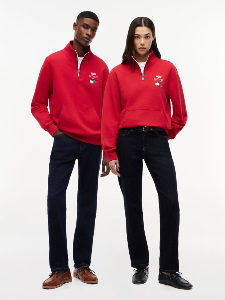 Rosu TH x Cadillac Formula 1® Team Bluza De Trening Cu Imprimeu Pe Spate Si Fermoar  Unisex