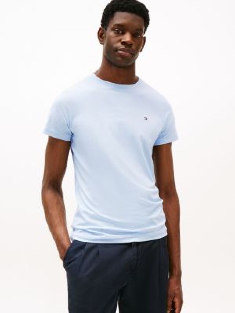 Blue Tricou Slim Fit Cu Steag Brodat  Barbati