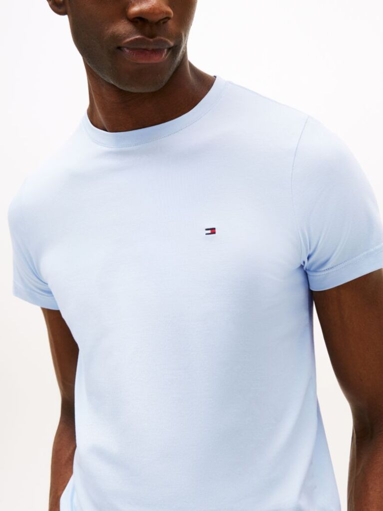 Blue Tricou Slim Fit Cu Steag Brodat  Barbati
