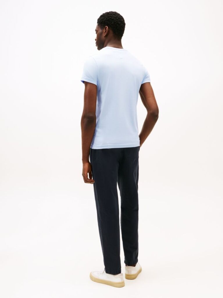 Blue Tricou Slim Fit Cu Steag Brodat  Barbati