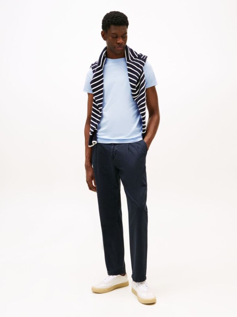 Blue Tricou Slim Fit Cu Steag Brodat  Barbati