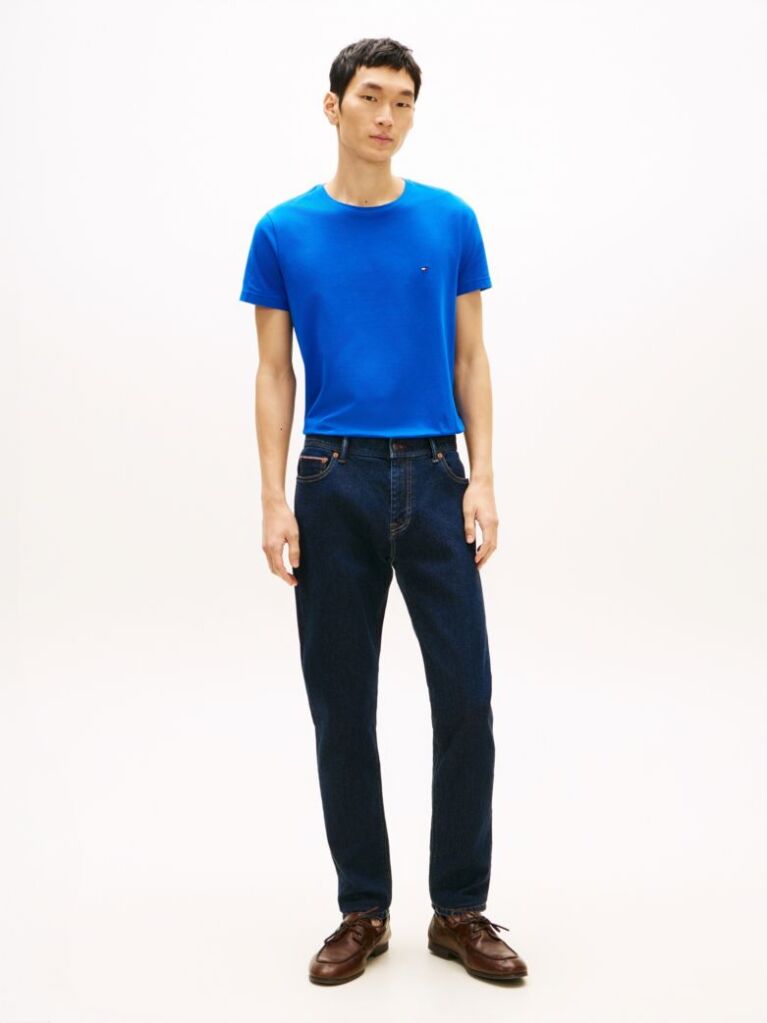 Blue Tricou Slim Fit Cu Steag Brodat  Barbati