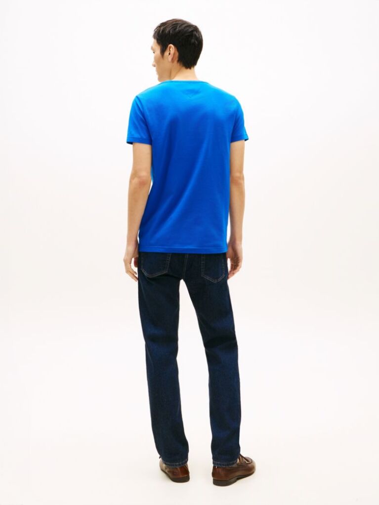 Blue Tricou Slim Fit Cu Steag Brodat  Barbati