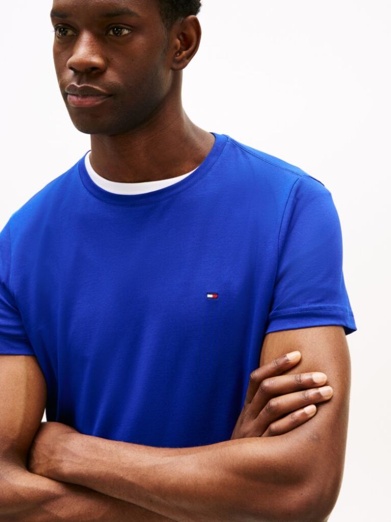Blue Flag Embroidery Slim Fit T-Shirt  Men