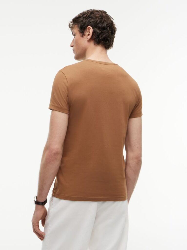 Brown Flag Embroidery Slim Fit T-Shirt  Men