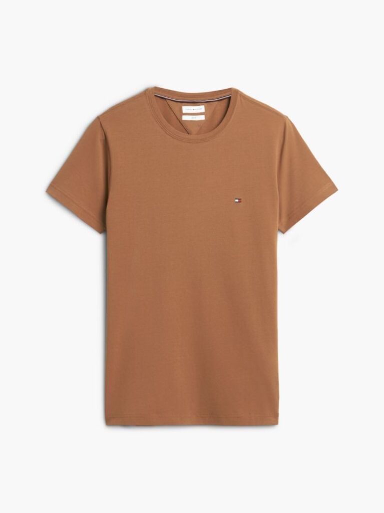 Brown Flag Embroidery Slim Fit T-Shirt  Men