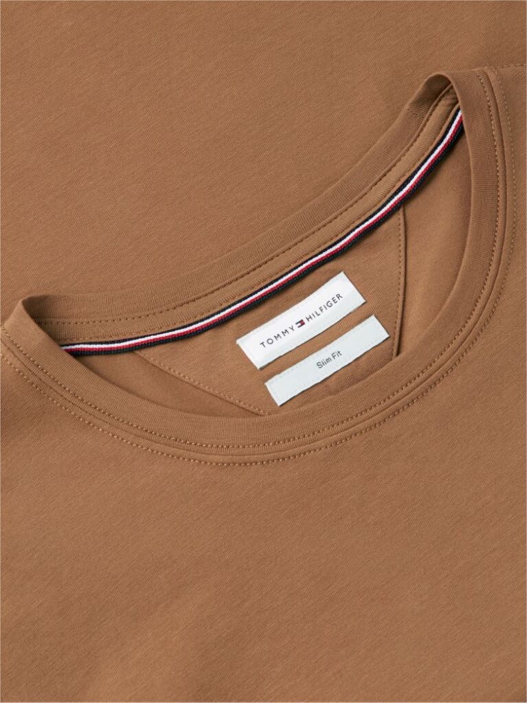 Brown Flag Embroidery Slim Fit T-Shirt  Men