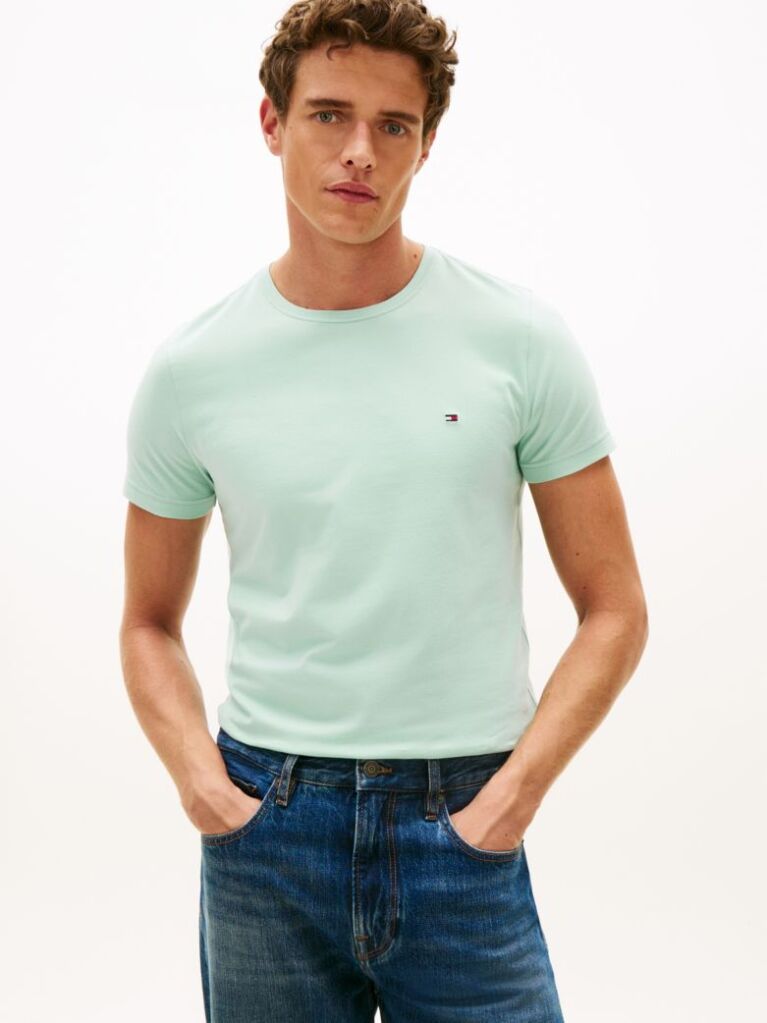 Verde Tricou Slim Fit Cu Steag Brodat  Barbati