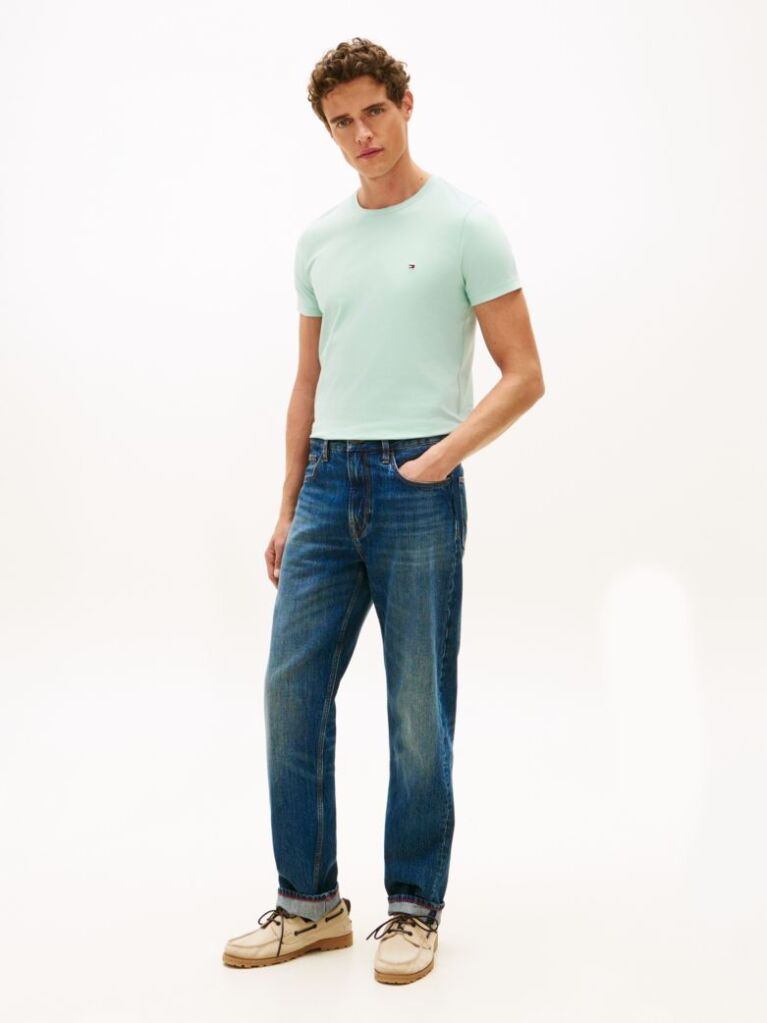 Verde Tricou Slim Fit Cu Steag Brodat  Barbati