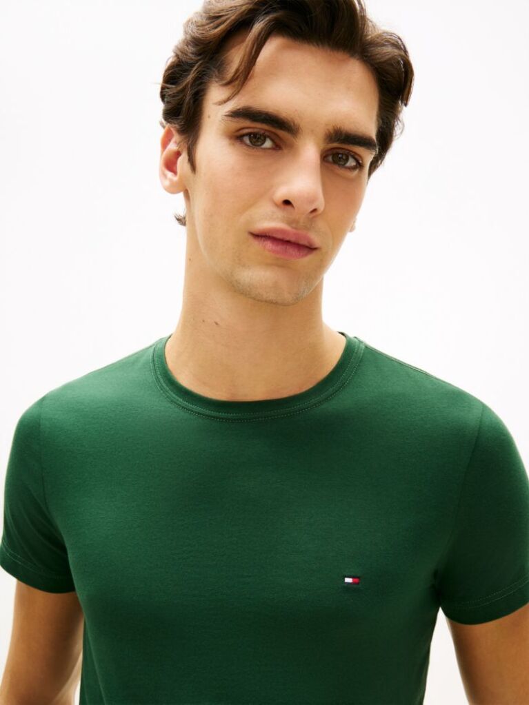 Verde Tricou Slim Fit Cu Steag Brodat  Barbati