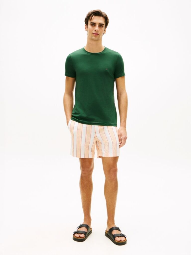 Verde Tricou Slim Fit Cu Steag Brodat  Barbati