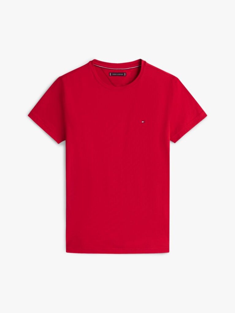 Rosu Tricou Slim Fit Cu Steag Brodat  Barbati