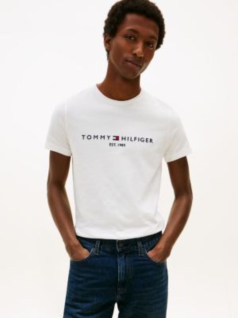Alb Tricou Tommy Hilfiger Cu Logo  Barbati