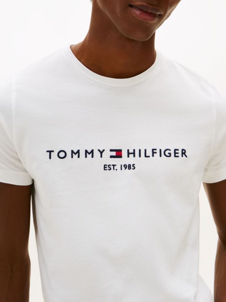 Alb Tricou Tommy Hilfiger Cu Logo  Barbati