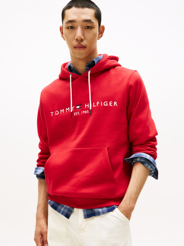Red Tommy Logo Hoody  Men