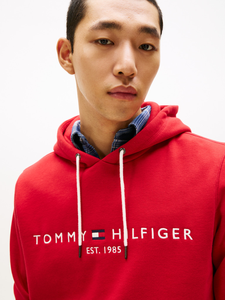 Red Tommy Logo Hoody  Men