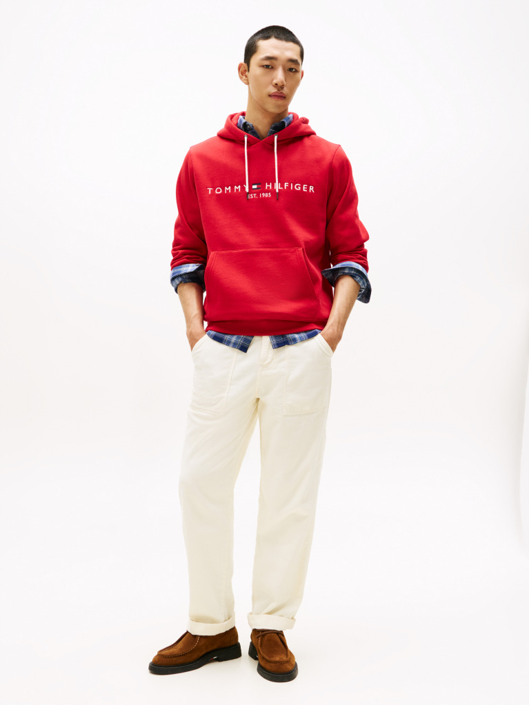 Red Tommy Logo Hoody  Men