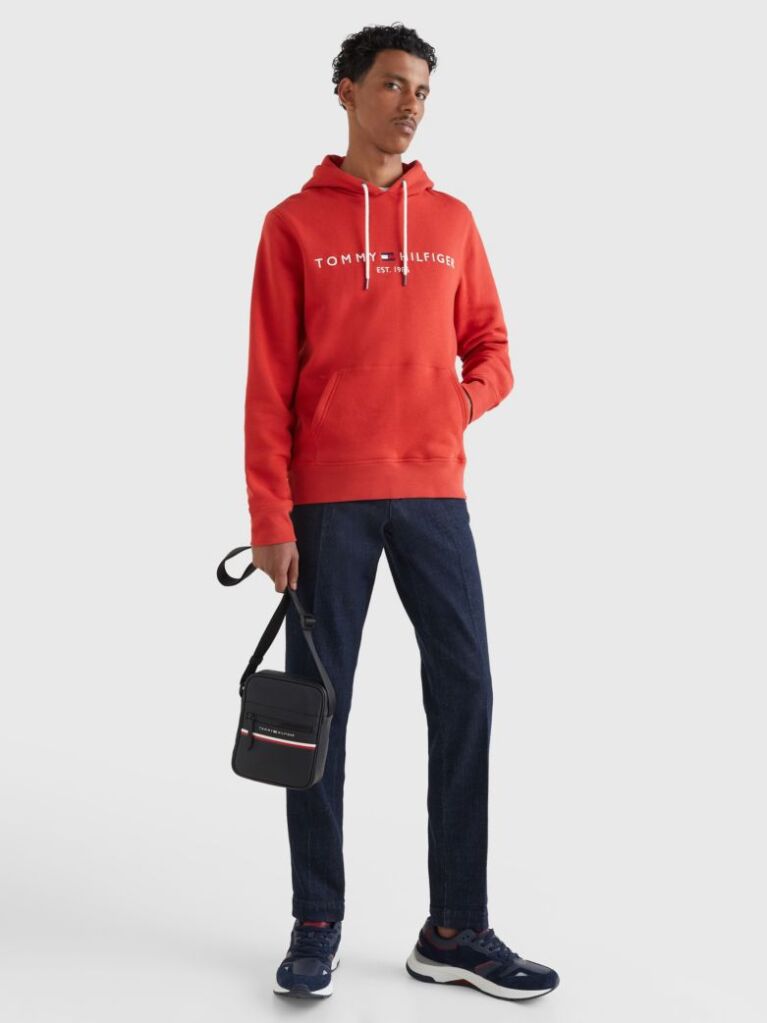 Red Tommy Logo Hoody  Men