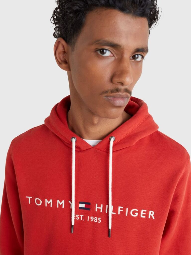 Red Tommy Logo Hoody  Men