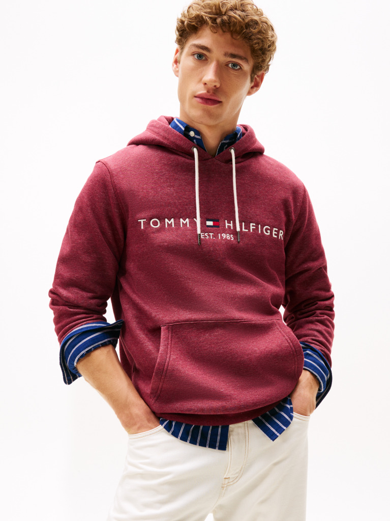 Red Tommy Logo Hoody  Men