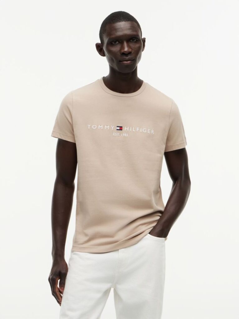 Bej Tricou Slim Fit Cu Logo  Barbati