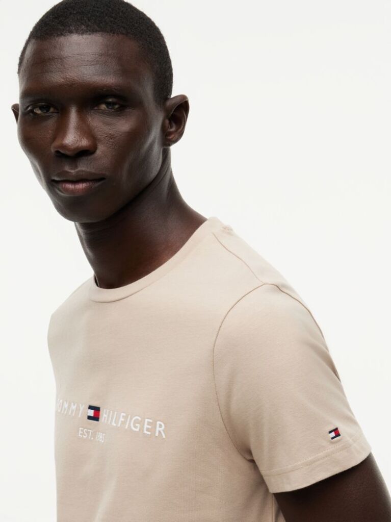 Bej Tricou Slim Fit Cu Logo  Barbati