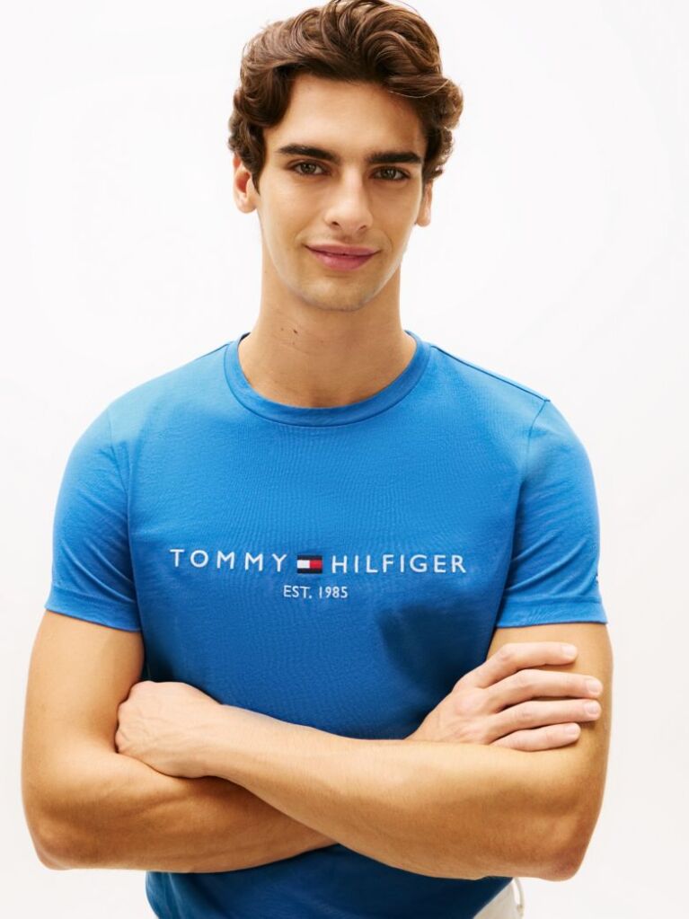Blue Tricou Slim Fit Cu Logo  Barbati