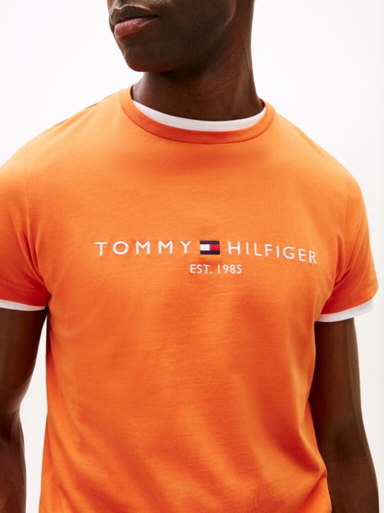 Portocaliu Tricou Slim Fit Cu Logo  Barbati