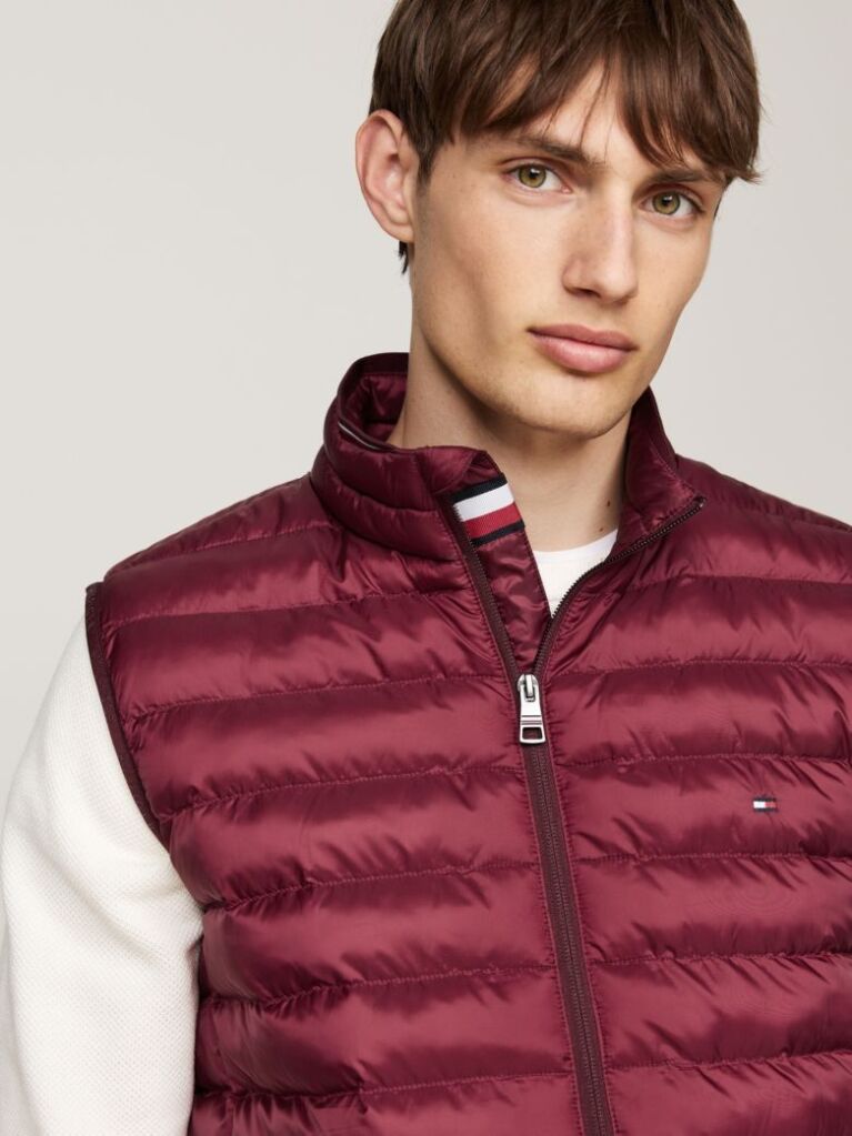 Red PACKAGING QUILTED VEST FROM RECYCLED MATERIALS  Men