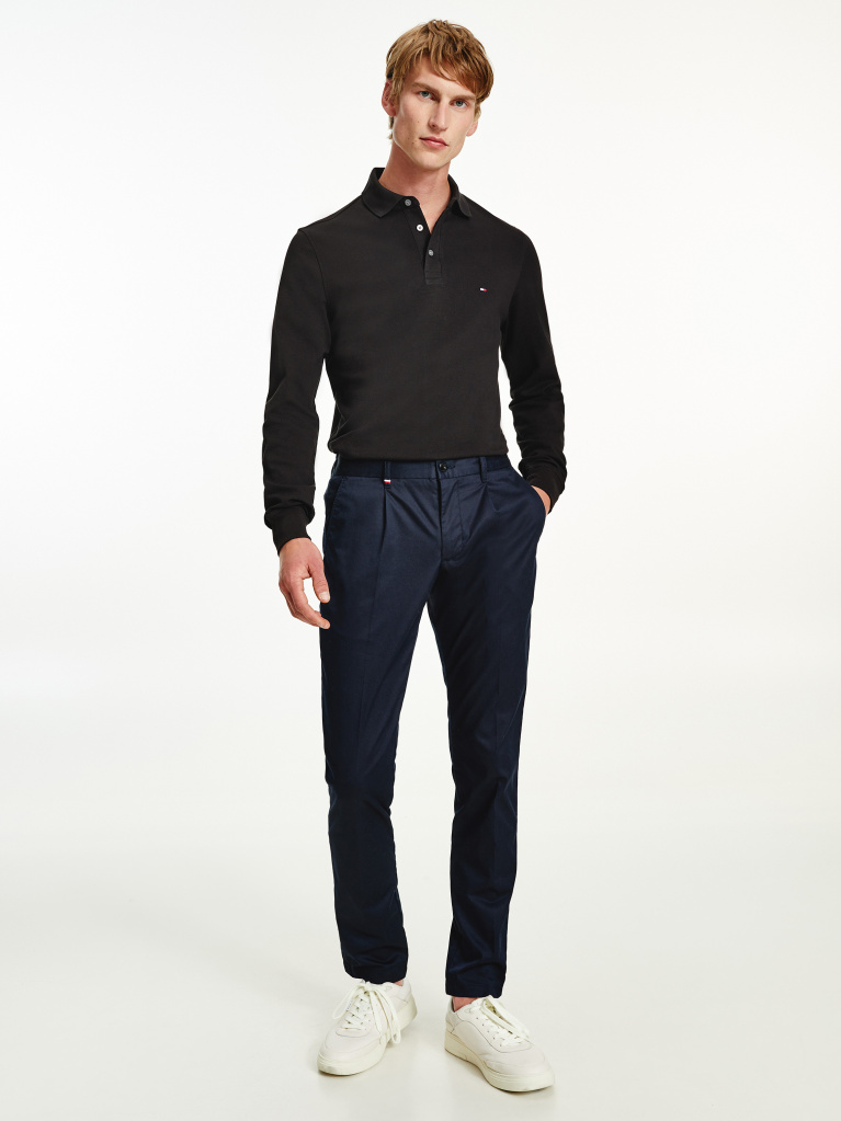 Negru Tricou Polo Cu Maneca Lunga 1985 Collection Slim Fit  Barbati