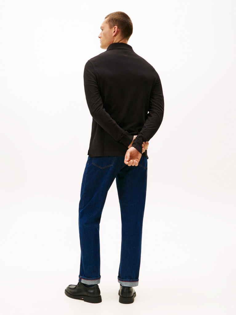 Negru Tricou Polo Cu Maneca Lunga 1985 Collection Slim Fit  Barbati