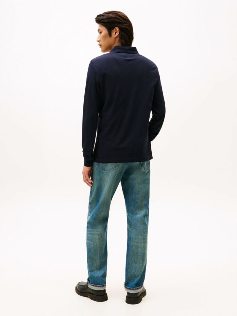 Blue Tricou Polo Cu Maneca Lunga 1985 Collection Slim Fit  Barbati