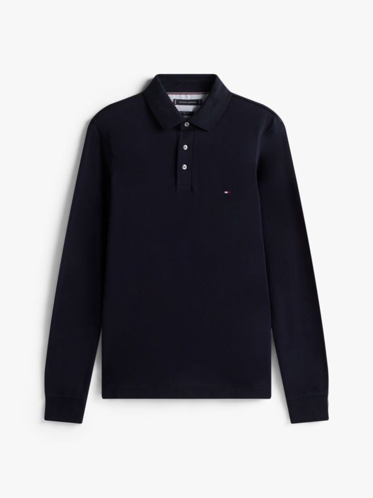 Blue Tricou Polo Cu Maneca Lunga 1985 Collection Slim Fit  Barbati