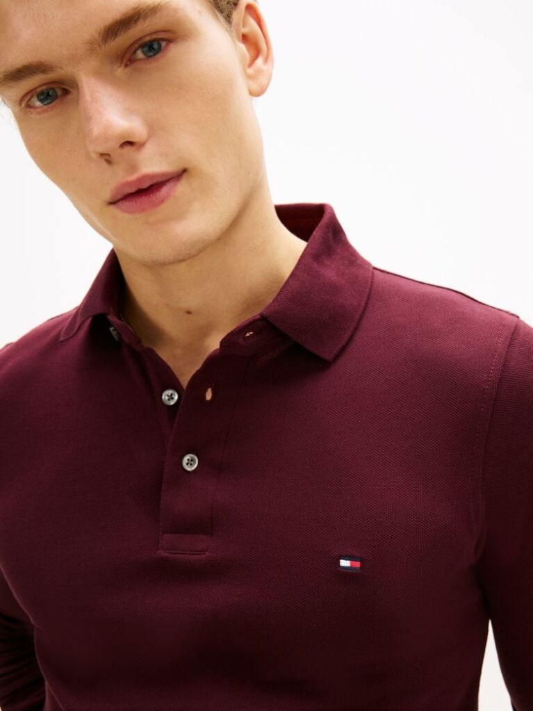 Red 1985 Collection Slim Fit Long Sleeve Polo  Men