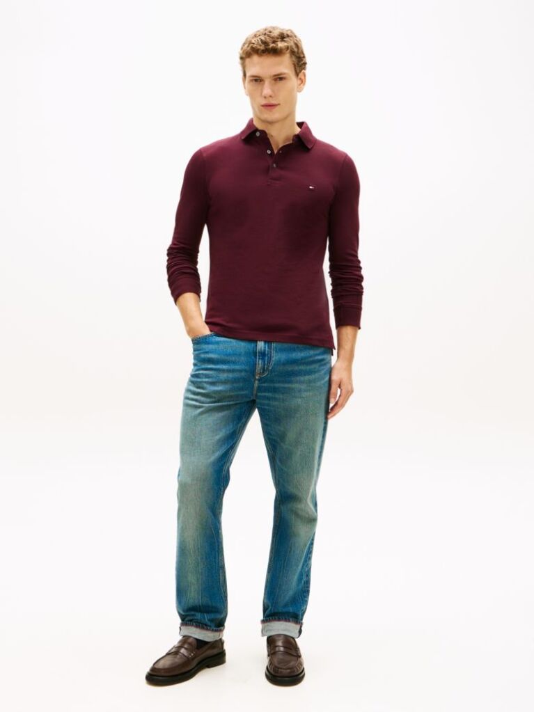 Red 1985 Collection Slim Fit Long Sleeve Polo  Men