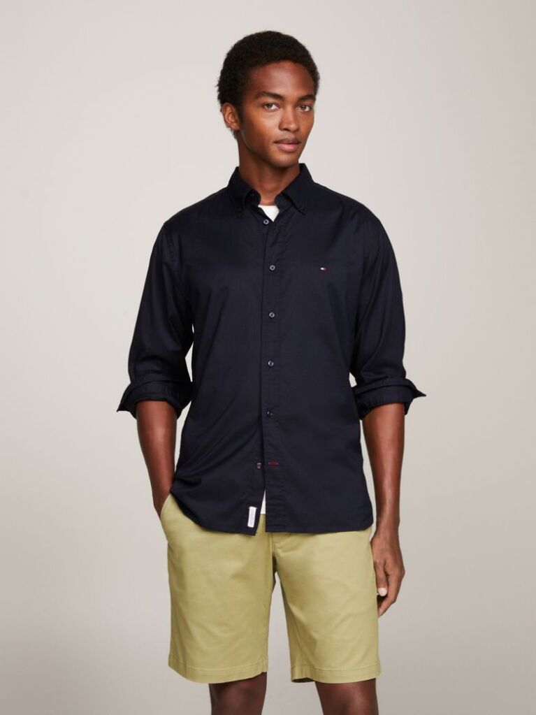 Blue Camasa Din Poplin Cu Tehnologie TH Flex  Barbati