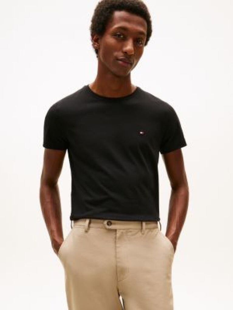 Negru Tricou Slim Fit TH Flex  Barbati