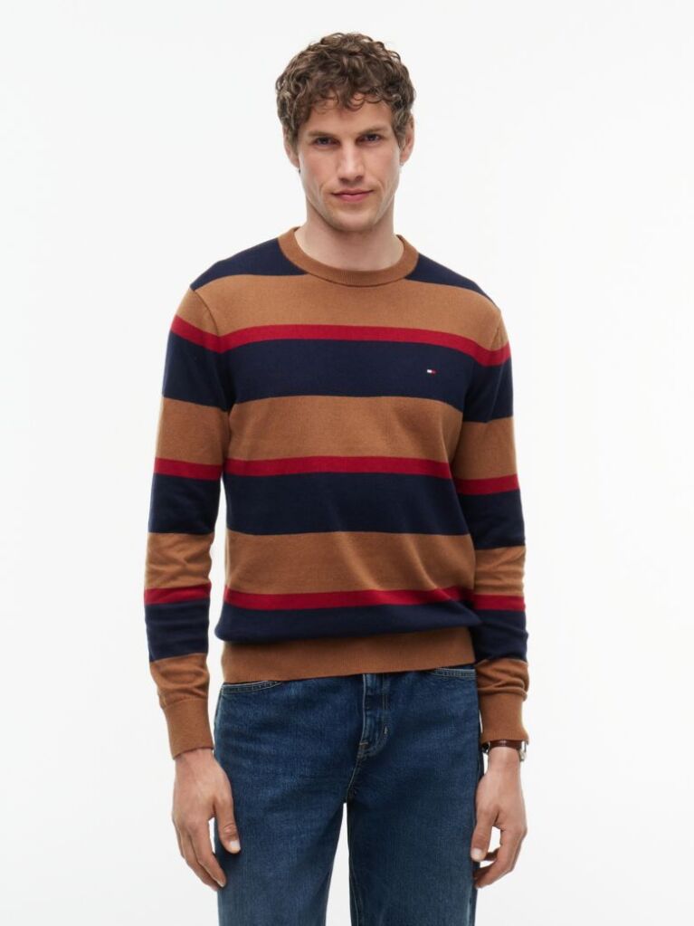 Multi Jumper Din Bumbac Si Casmir Crew Neck  Barbati