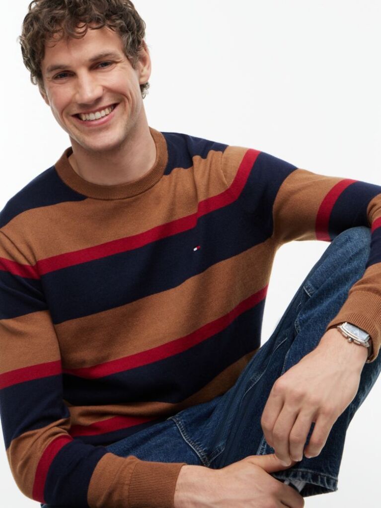 Multi Jumper Din Bumbac Si Casmir Crew Neck  Barbati