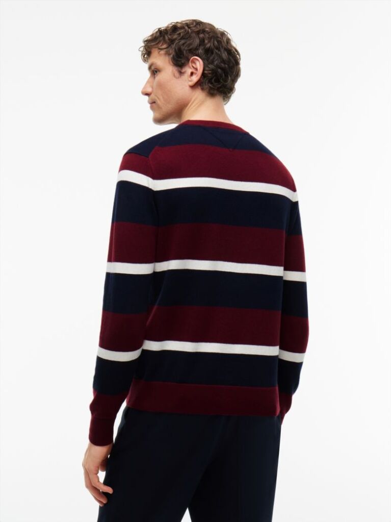 Rosu Jumper Din Bumbac Si Casmir Crew Neck  Barbati