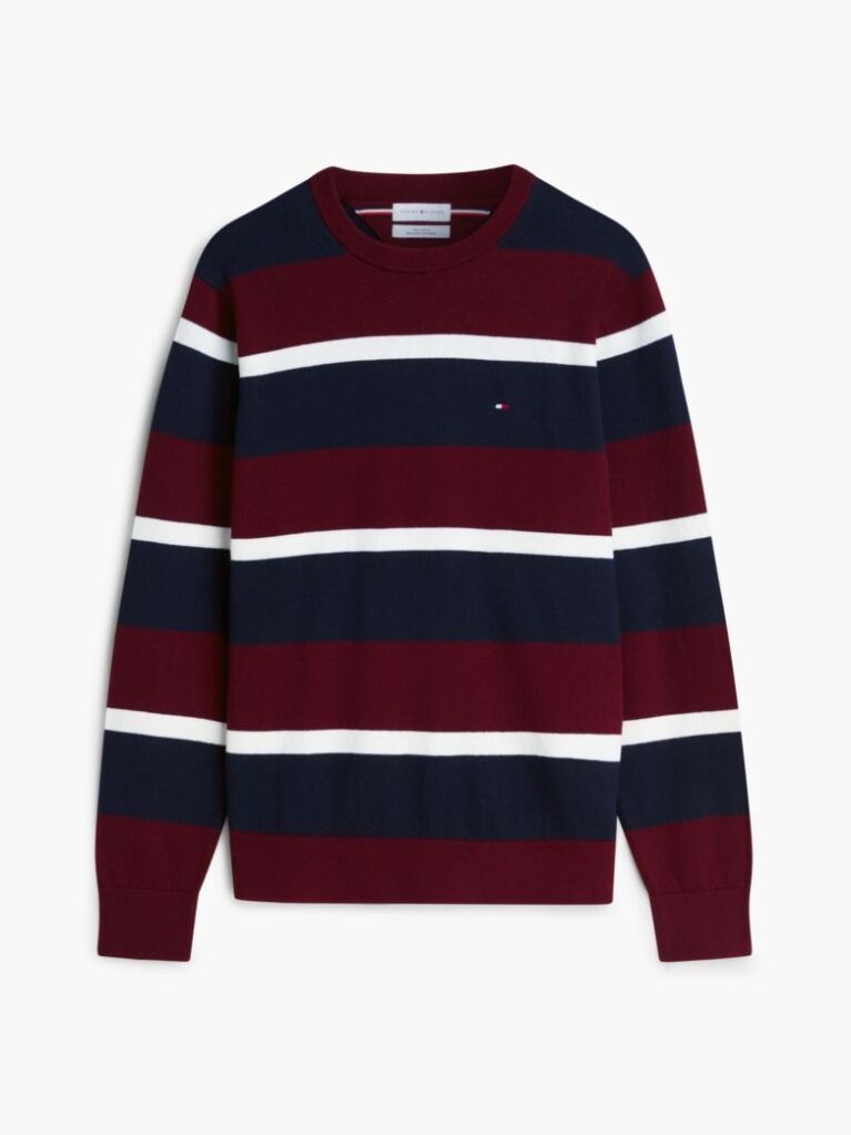 Rosu Jumper Din Bumbac Si Casmir Crew Neck  Barbati