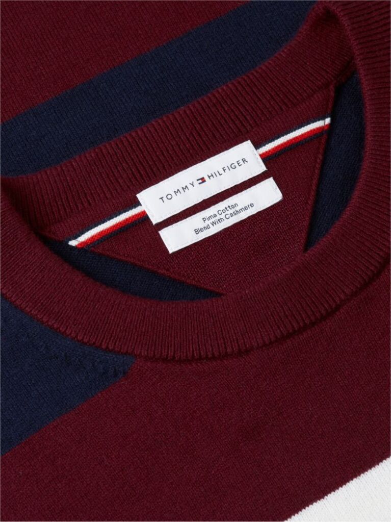 Rosu Jumper Din Bumbac Si Casmir Crew Neck  Barbati
