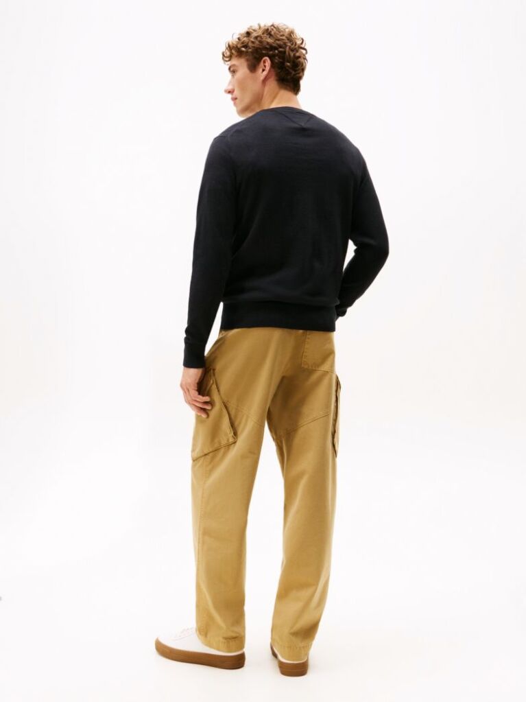 Black Cotton Cashmere Crew Neck Jumper  Men