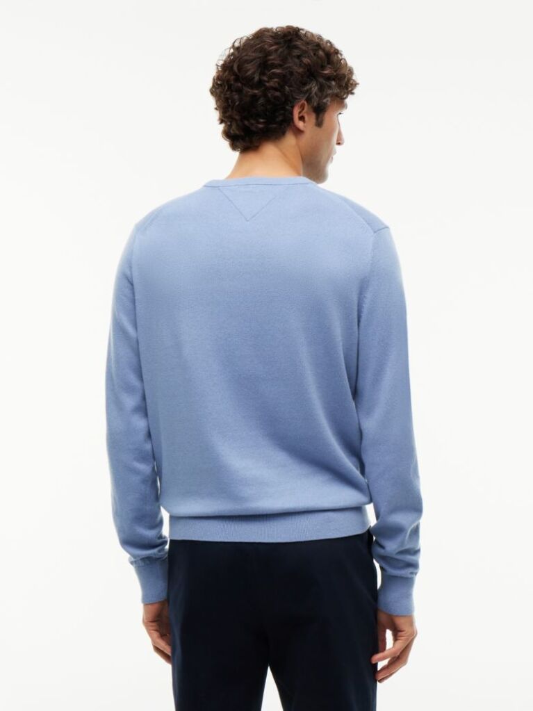 Blue Cotton Cashmere Crew Neck Jumper  Men